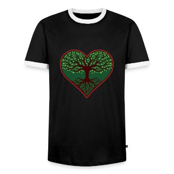 Heart Tree of Life - Men's Ringer Shirt - black/white - Front - AI Model Female 172 light (172cm) & AI Model Male 178 light (178cm)
