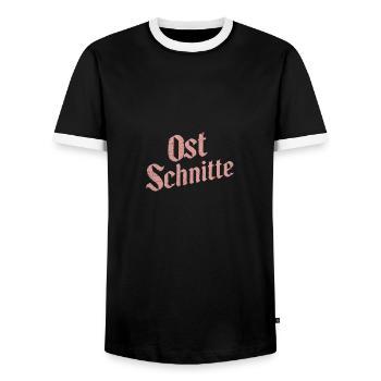 Ost Schnitte - Proud woman from East Germany - Men's Ringer Shirt - black/white - Front - AI Model Female 172 light (172cm) & AI Model Male 178 light (178cm)