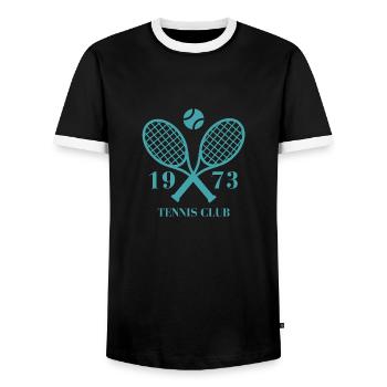 1973 tennis club - T-shirt contrasté Homme - noir/blanc - Devant - AI Model Female 172 light (172cm) & AI Model Male 178 light (178cm)