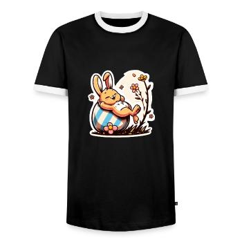 Easter bunny lazy and cute - Men's Ringer Shirt - black/white - Front - AI Model Female 172 light (172cm) & AI Model Male 178 light (178cm)