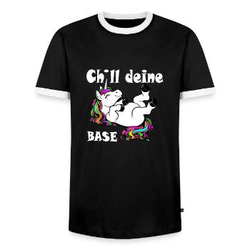 Cillen wie ein Einhorn - Männer Kontrast-T-Shirt - Schwarz/Weiß - Vorne - AI Model Female 172 light (172cm) & AI Model Male 178 light (178cm)
