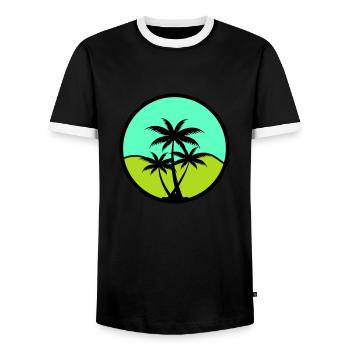 palmen - Männer Kontrast-T-Shirt - Schwarz/Weiß - Vorne - AI Model Female 172 light (172cm) & AI Model Male 178 light (178cm)