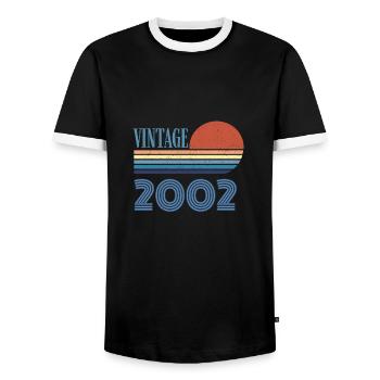 Jahrgang 2002 - Männer Kontrast-T-Shirt - Schwarz/Weiß - Vorne - AI Model Female 172 light (172cm) & AI Model Male 178 light (178cm)