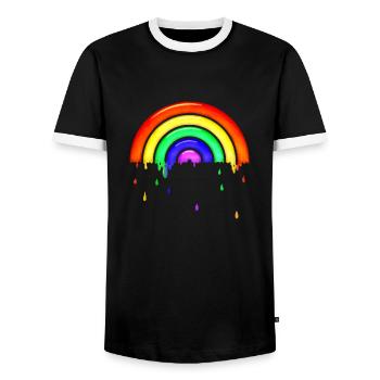 Glass retro rainbow - Men's Ringer Shirt - black/white - Front - AI Model Female 172 light (172cm) & AI Model Male 178 light (178cm)