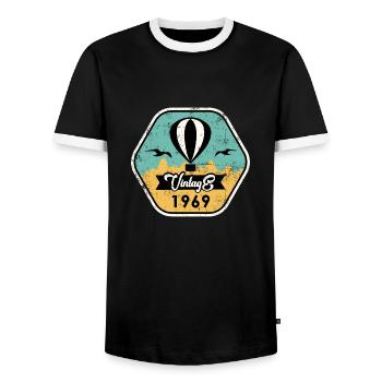1969 Vintage Vintage Birthday Gift - Men's Ringer Shirt - black/white - Front - AI Model Female 172 light (172cm) & AI Model Male 178 light (178cm)