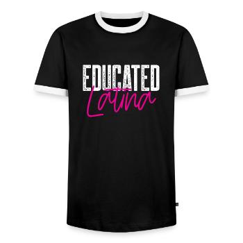Educated Latina - Men's Ringer Shirt - black/white - Front - AI Model Female 172 light (172cm) & AI Model Male 178 light (178cm)