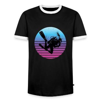 Scuba Tauchen Herren Taucher Scuba Taucher - Männer Kontrast-T-Shirt - Schwarz/Weiß - Vorne - AI Model Female 172 light (172cm) & AI Model Male 178 light (178cm)