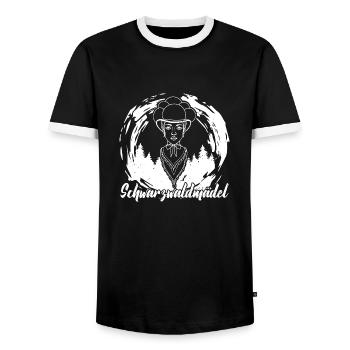 Schwarzwaldmädel Schwarzwald German Wald - Men's Ringer Shirt - black/white - Front - AI Model Female 172 light (172cm) & AI Model Male 178 light (178cm)