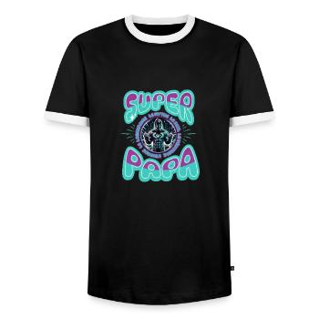 SUPER PAPA - T-shirt contrasté Homme - noir/blanc - Devant - AI Model Female 172 light (172cm) & AI Model Male 178 light (178cm)