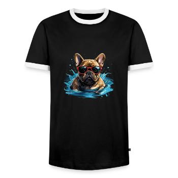 Champion de natation canine - T-shirt contrasté Homme - noir/blanc - Devant - AI Model Female 172 light (172cm) & AI Model Male 178 light (178cm)