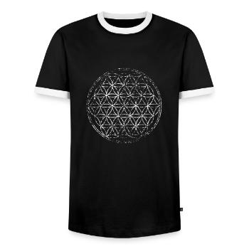 Yoga Spirituell - Flower of Life - Männer Kontrast-T-Shirt - Schwarz/Weiß - Vorne - AI Model Female 172 light (172cm) & AI Model Male 178 light (178cm)