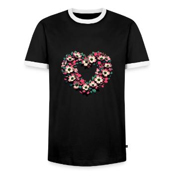 Fleur de cerisier - T-shirt contrasté Homme - noir/blanc - Devant - AI Model Female 172 light (172cm) & AI Model Male 178 light (178cm)