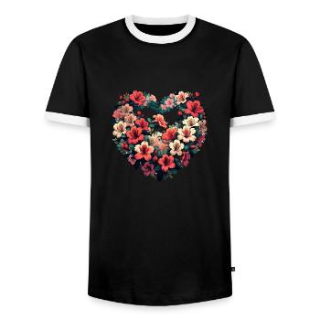 Azaleas Azalea Bush - Men's Ringer Shirt - black/white - Front - AI Model Female 172 light (172cm) & AI Model Male 178 light (178cm)
