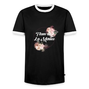 Team de La mariée floral-idée cadeau Evjf - T-shirt contrasté Homme - noir/blanc - Devant - AI Model Female 172 light (172cm) & AI Model Male 178 light (178cm)