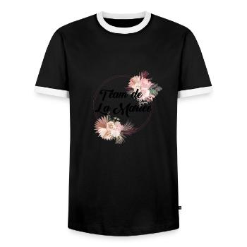 Team de La mariée floral-idée cadeau Evjf - T-shirt contrasté Homme - noir/blanc - Devant - AI Model Female 172 light (172cm) & AI Model Male 178 light (178cm)