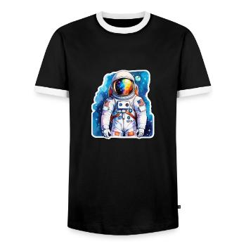 Aquarelle d’astronaute Aquarelle - T-shirt contrasté Homme - noir/blanc - Devant - AI Model Female 172 light (172cm) & AI Model Male 178 light (178cm)
