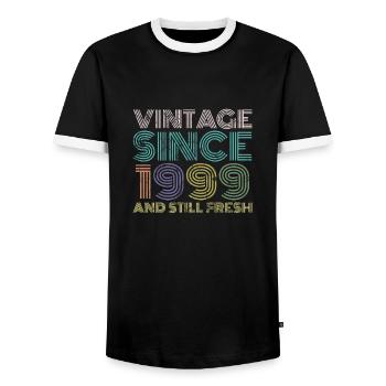 Millésime 1999 - T-shirt contrasté Homme - noir/blanc - Devant - AI Model Female 172 light (172cm) & AI Model Male 178 light (178cm)