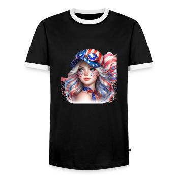 Jeune patriote - T-shirt contrasté Homme - noir/blanc - Devant - AI Model Female 172 light (172cm) & AI Model Male 178 light (178cm)