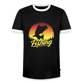 fish, fish, fishing, lake, sea, fishing, fauna, exotic - Men's Ringer Shirt - black/white - Front - AI Model Female 172 light (172cm) & AI Model Male 178 light (178cm)