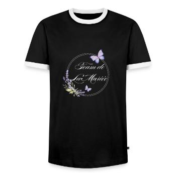 Team de La mariée papillon-idée cadeau Evjf - T-shirt contrasté Homme - noir/blanc - Devant - AI Model Female 172 light (172cm) & AI Model Male 178 light (178cm)