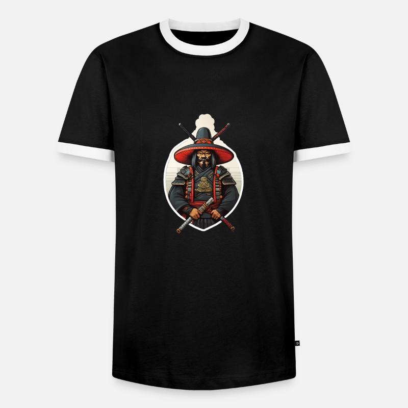 Japan Samurai Krieger - Männer Kontrast-T-Shirt - Schwarz/Weiß