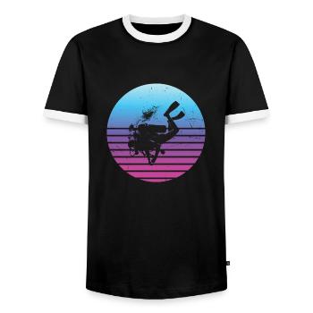 Plongée sous-marine Plongée libre Plongée sous-marine Hommes - T-shirt contrasté Homme - noir/blanc - Devant - AI Model Female 172 light (172cm) & AI Model Male 178 light (178cm)