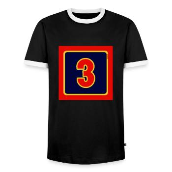 BLOW UP MOVIE: POP ART CUSHION 'No 3' - Men's Ringer Shirt - black/white - Front - AI Model Female 172 light (172cm) & AI Model Male 178 light (178cm)