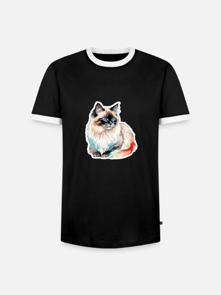 Birmakatze Wasserfarben - Männer Kontrast-T-Shirt - Schwarz/Weiß