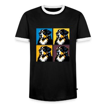 Pop Berner Sennenhund Hund Porträt - Männer Kontrast-T-Shirt - Schwarz/Weiß - Vorne - AI Model Female 172 light (172cm) & AI Model Male 178 light (178cm)