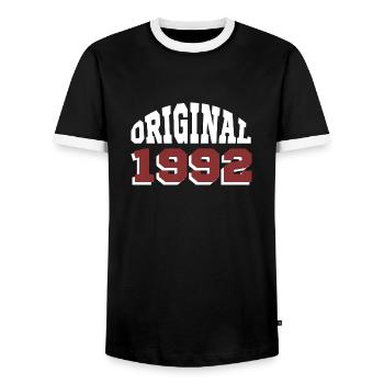 Original 1992 - Men's Ringer Shirt - black/white - Front - AI Model Female 172 light (172cm) & AI Model Male 178 light (178cm)