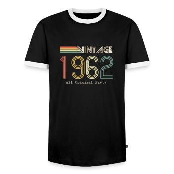 Episch & Legendär Jahrgang 1962: 62. Geburtstag - Männer Kontrast-T-Shirt - Schwarz/Weiß - Vorne - AI Model Female 172 light (172cm) & AI Model Male 178 light (178cm)