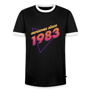 Rétro - Awesome since 1983 - T-shirt contrasté Homme - noir/blanc - Devant - AI Model Female 172 light (172cm) & AI Model Male 178 light (178cm)