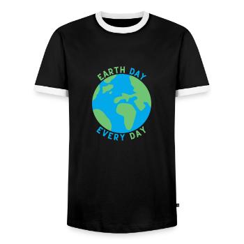 Jour de la Terre tous les jours - T-shirt contrasté Homme - noir/blanc - Devant - AI Model Female 172 light (172cm) & AI Model Male 178 light (178cm)