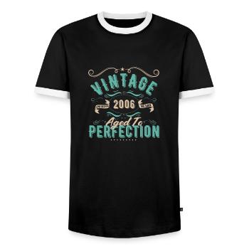 Jahrgang 2006 - 2006 Geburtstagsgeschenk - Männer Kontrast-T-Shirt - Schwarz/Weiß - Vorne - AI Model Female 172 light (172cm) & AI Model Male 178 light (178cm)
