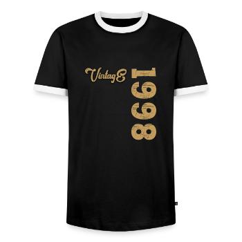 Millésime 1998 - T-shirt contrasté Homme - noir/blanc - Devant - AI Model Female 172 light (172cm) & AI Model Male 178 light (178cm)