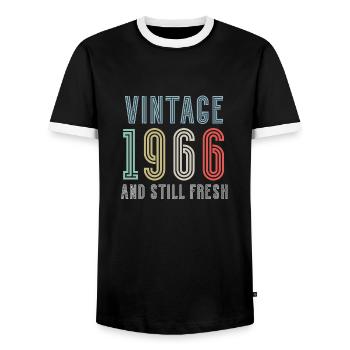 Vintage 1966 - Männer Kontrast-T-Shirt - Schwarz/Weiß - Vorne - AI Model Female 172 light (172cm) & AI Model Male 178 light (178cm)