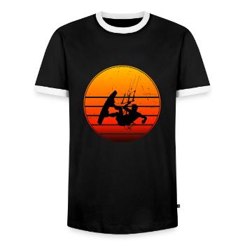 Kitesurf Femme Homme Kitesurf Kitesurf Kitesurfer - T-shirt contrasté Homme - noir/blanc - Devant - AI Model Female 172 light (172cm) & AI Model Male 178 light (178cm)