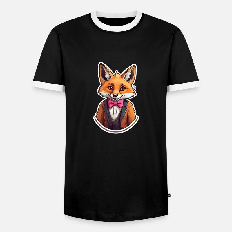 Funny Comic Fox - Men's Ringer Shirt - black/white
