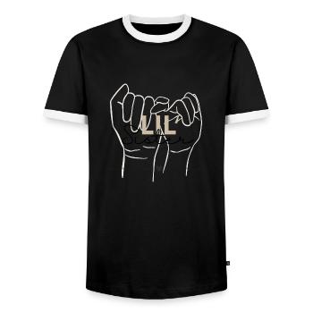 Conception de petite sœur - Frères et sœurs - T-shirt contrasté Homme - noir/blanc - Devant - AI Model Female 172 light (172cm) & AI Model Male 178 light (178cm)