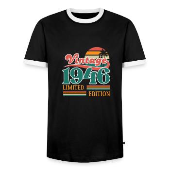 Vintage 1946 Limitierte Auflage - Männer Kontrast-T-Shirt - Schwarz/Weiß - Vorne - AI Model Female 172 light (172cm) & AI Model Male 178 light (178cm)