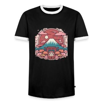 Japon - T-shirt contrasté Homme - noir/blanc - Devant - AI Model Female 172 light (172cm) & AI Model Male 178 light (178cm)