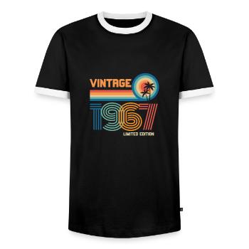 Vintage 1967 limited edition - Men's Ringer Shirt - black/white - Front - AI Model Female 172 light (172cm) & AI Model Male 178 light (178cm)