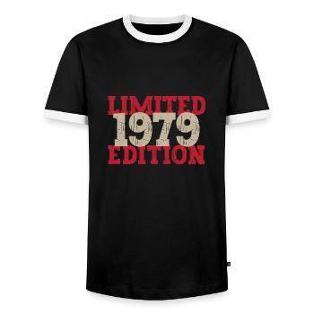 Millésime 1979 - T-shirt contrasté Homme - noir/blanc - Devant - AI Model Female 172 light (172cm) & AI Model Male 178 light (178cm)