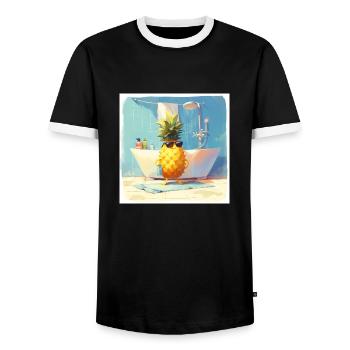 Lustige Ananas duscht - Männer Kontrast-T-Shirt - Schwarz/Weiß - Vorne - AI Model Female 172 light (172cm) & AI Model Male 178 light (178cm)