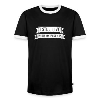 Je vis toujours avec la maison sarcastique de mes parents - T-shirt contrasté Homme - noir/blanc - Devant - AI Model Female 172 light (172cm) & AI Model Male 178 light (178cm)