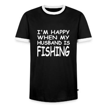 Angeln - Männer Kontrast-T-Shirt - Schwarz/Weiß - Vorne - AI Model Female 172 light (172cm) & AI Model Male 178 light (178cm)