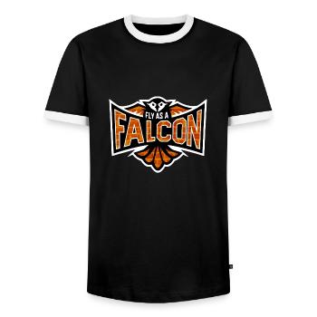 Fly As A Falcon - Red Brick - Men's Ringer Shirt - black/white - Front - AI Model Female 172 light (172cm) & AI Model Male 178 light (178cm)