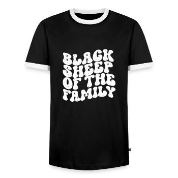 Black Sheep Retro - Männer Kontrast-T-Shirt - Schwarz/Weiß - Vorne - AI Model Female 172 light (172cm) & AI Model Male 178 light (178cm)