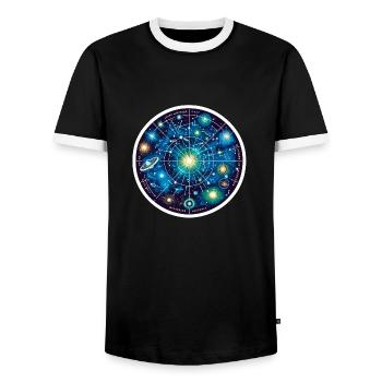 Constellations - Men's Ringer Shirt - black/white - Front - AI Model Female 172 light (172cm) & AI Model Male 178 light (178cm)