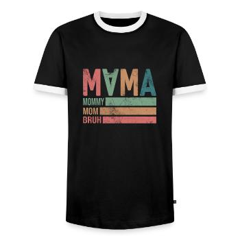 Maman Maman Maman Bruh - T-shirt contrasté Homme - noir/blanc - Devant - AI Model Female 172 light (172cm) & AI Model Male 178 light (178cm)